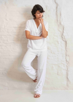 JERSEY PYJAMA V HALS perfect white