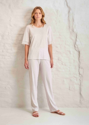JERSEY PYJAMA KORTE MOUWEN GREY CHINE