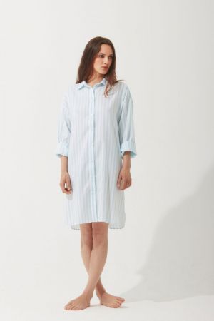GOWN WOVEN  GREEN STRIPES